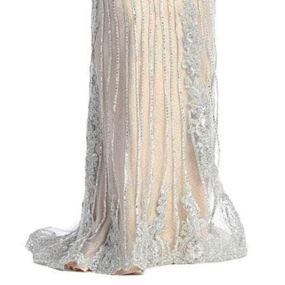 NWT May Queen RQ7946 Prom Dress Silver Size 6 - Picture 4 of 9